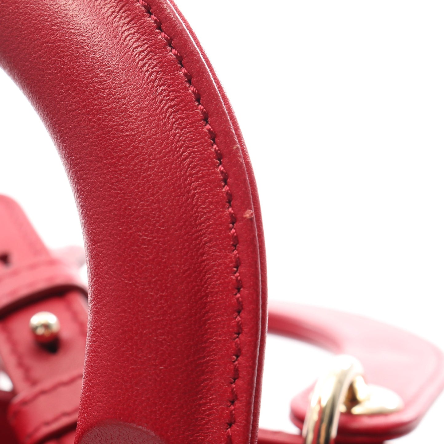 LADY DIOR MY ABCDIOR レディディオール スモール カナージュ 2WAY ハンドバッグ レザー レッド クリスチャンディオール
