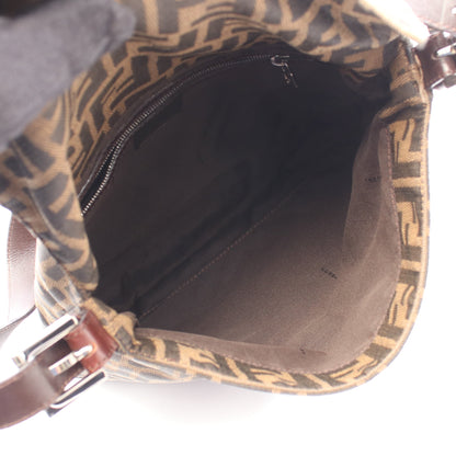 ズッカ ショルダーバッグ キャンバス レザー ブラウン ブラック フェンディ
