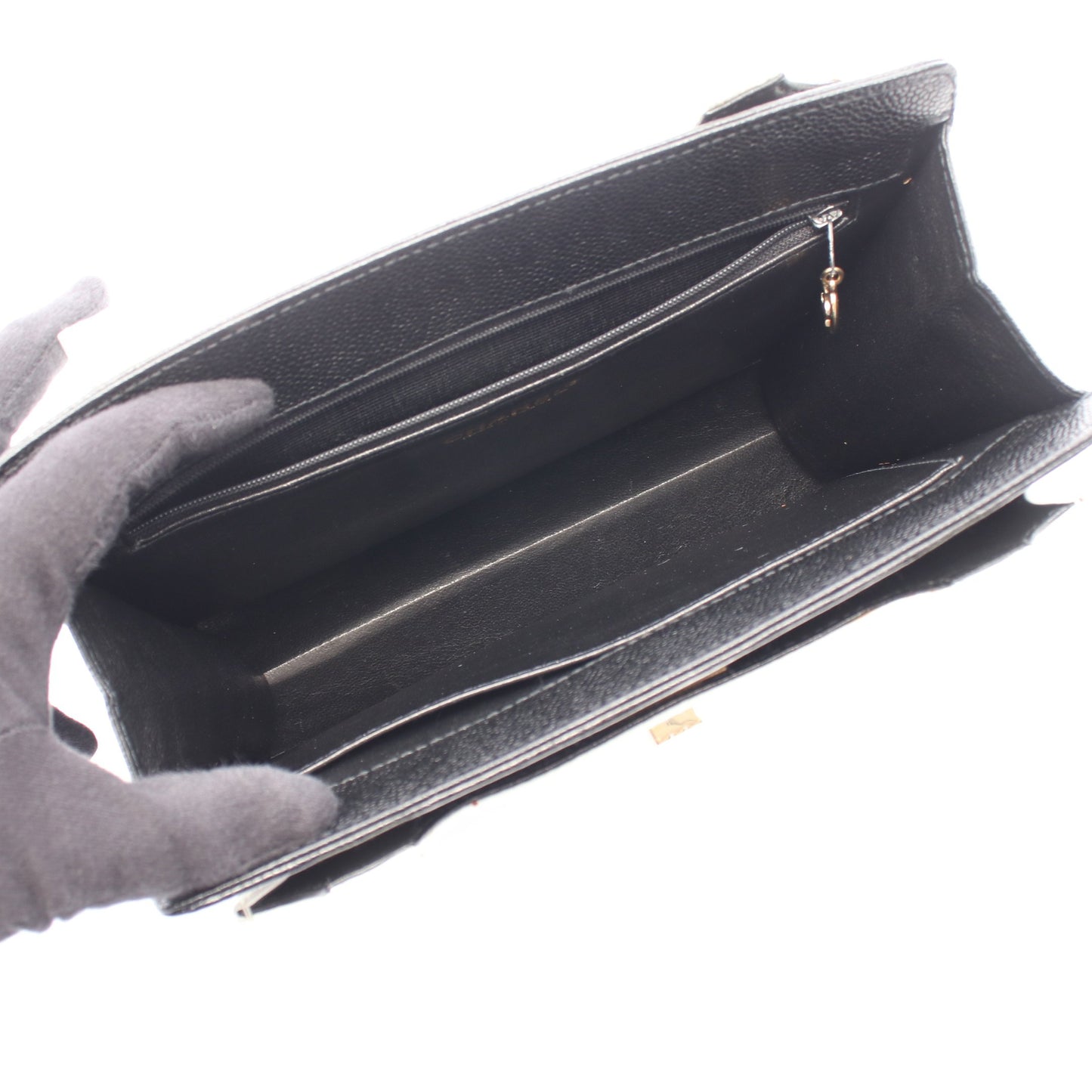 2.55 ハンドバッグ トートバッグ キャビアスキン ホワイト ブラック ゴールド金具 シャネル