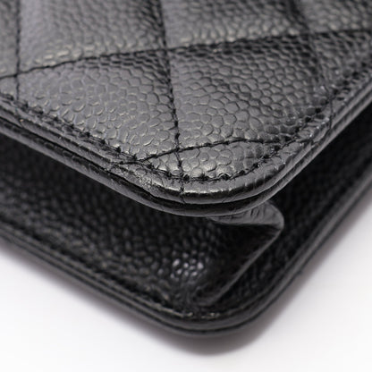 マトラッセ チェーンウォレット キャビアスキン ブラック シルバー金具 シャネル