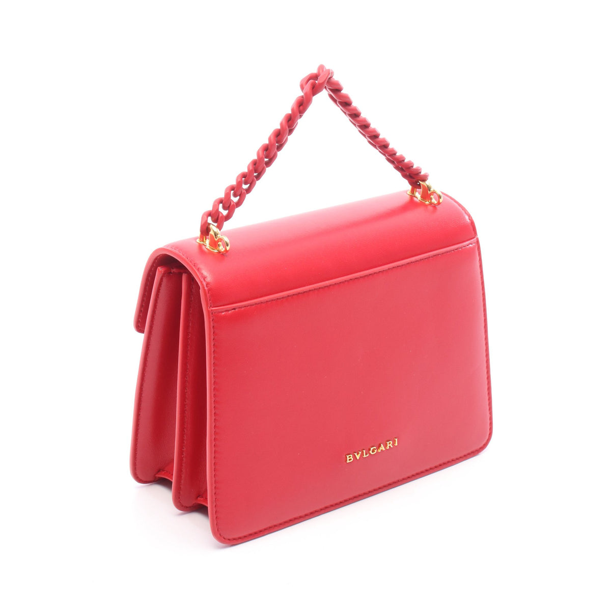 セルペンティ フォーエバー 2WAY チェーンハンドバッグ レザー レッド ブルガリ
