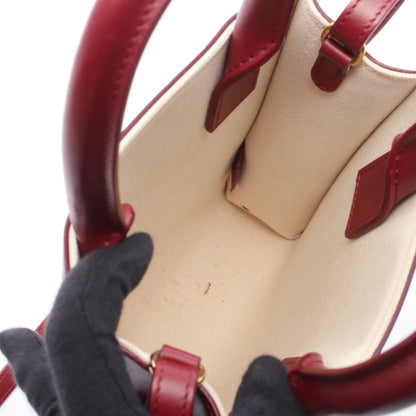 ミニ バーティカルカバ 2WAY ハンドバッグ キャンバス レザー アイボリー ボルドー セリーヌ