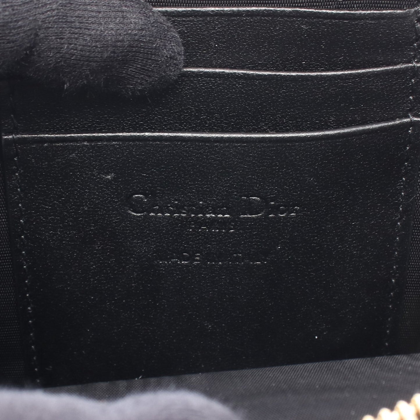 LADY DIOR レディディオール フォンホルダー カナージュ ハンドバッグ レザー ブラック クリスチャンディオール