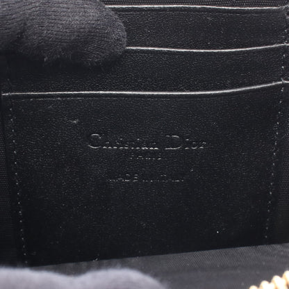LADY DIOR レディディオール フォンホルダー カナージュ ハンドバッグ レザー ブラック クリスチャンディオール