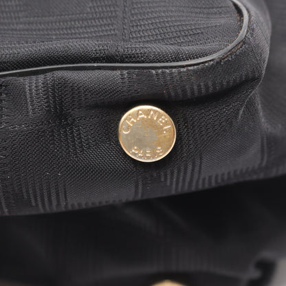 ニュートラベルラインMM ハンドバッグ トートバッグ ナイロンキャンバス レザー ブラック ゴールド金具 シャネル