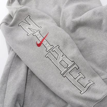 Supreme × NIKE アームロゴ刺繍 プルオーバーパーカー コットン グレー シュプリーム