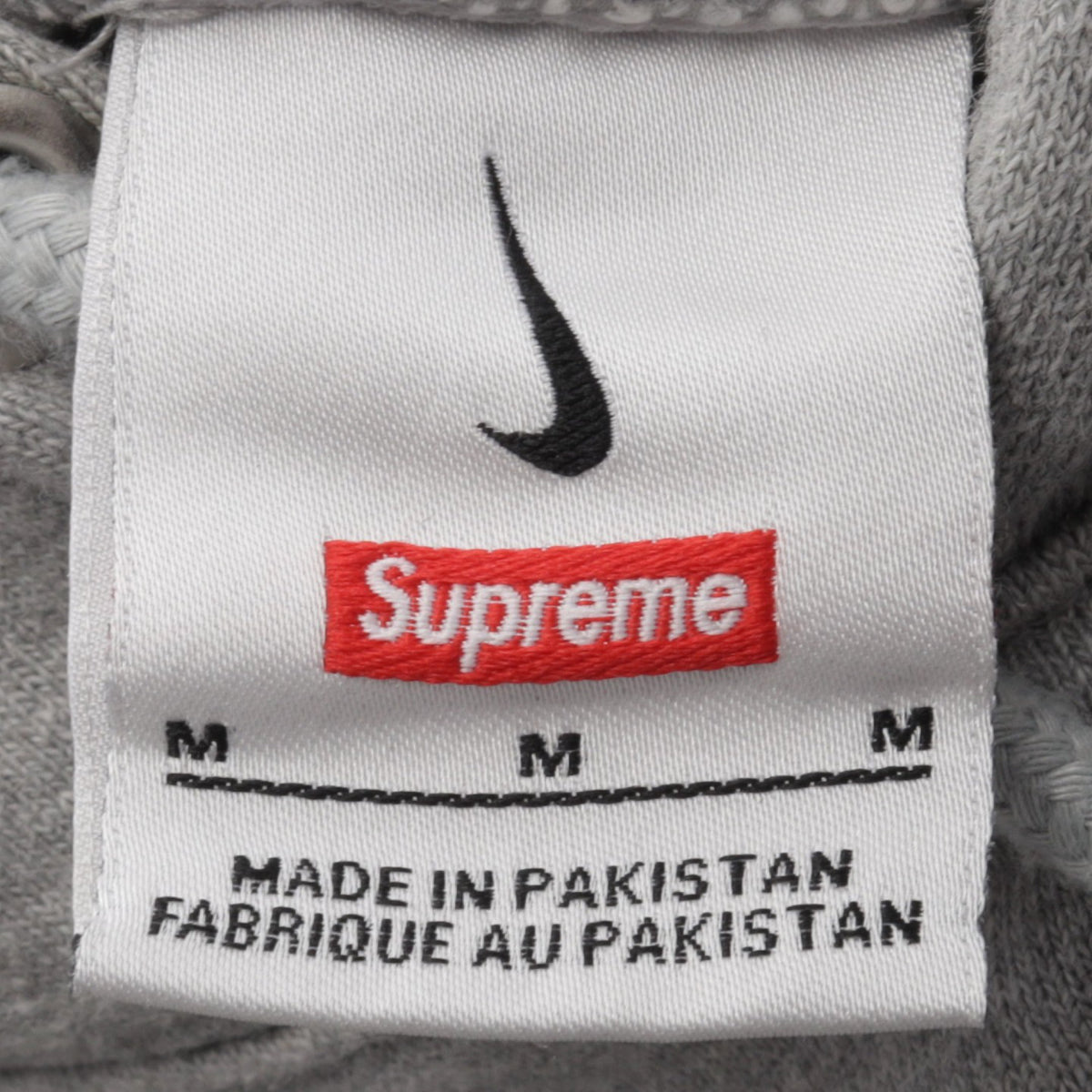 Supreme × NIKE アームロゴ刺繍 プルオーバーパーカー コットン グレー シュプリーム