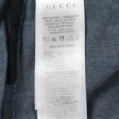 GGキャンバス ロールアップ デニムパンツ コットン ブルー ベージュ グッチ