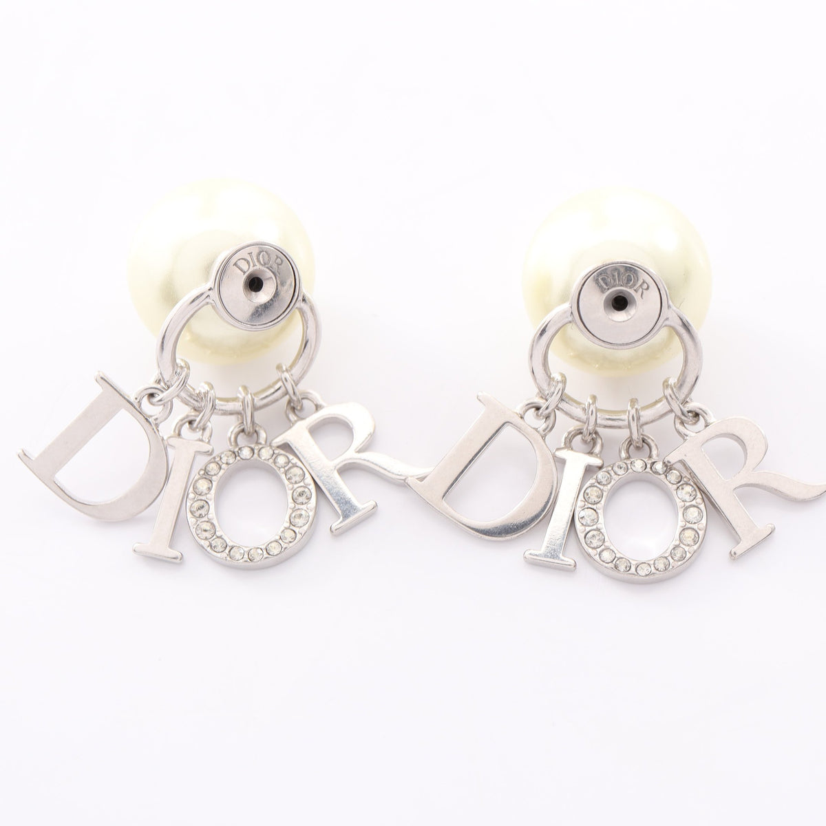 Dior Tribales トライバル ピアス フェイクパール ラインストーン シルバー クリア オフホワイト クリスチャンディオール