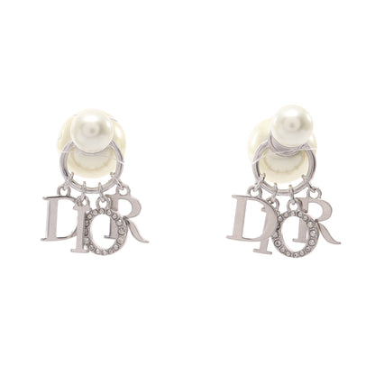 Dior Tribales トライバル ピアス フェイクパール ラインストーン シルバー クリア オフホワイト クリスチャンディオール