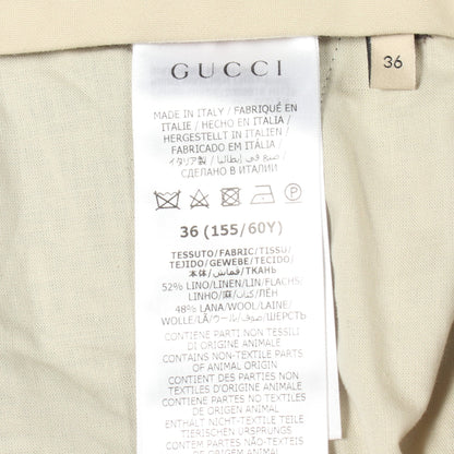 チェック スラックス トラウザーズ リネン ウール グレーブラウン グッチ