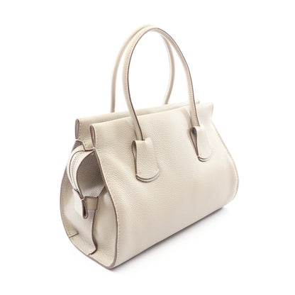 NOTE SHOPPING DUE MANICI ZIP ハンドバッグ トートバッグ レザー グレーベージュ トッズ