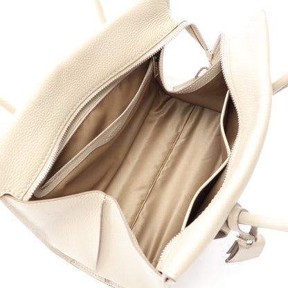 NOTE SHOPPING DUE MANICI ZIP ハンドバッグ トートバッグ レザー グレーベージュ トッズ