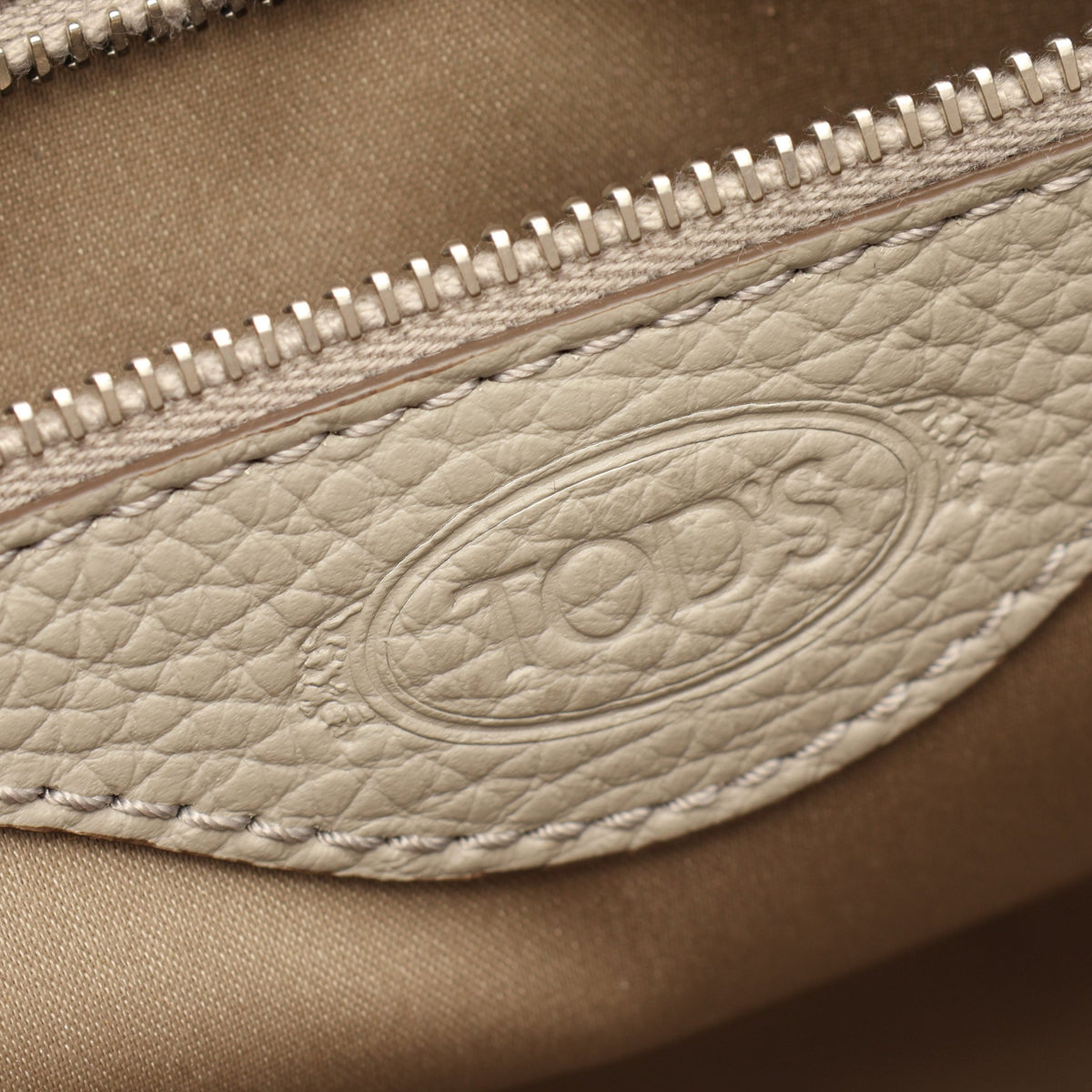 NOTE SHOPPING DUE MANICI ZIP ハンドバッグ トートバッグ レザー グレーベージュ トッズ