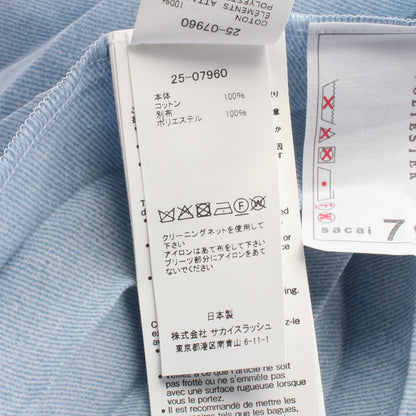 切替 プリーツ 半袖 デニムシャツ コットン ライトブルー サカイ