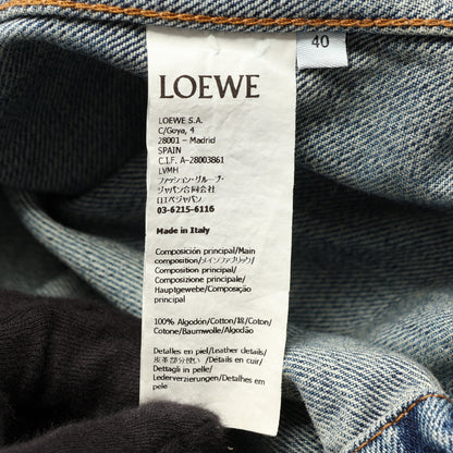 ジップアップ ダメージ加工 デニムジャケット コットン ブルー ロエベ アウター LOEWE