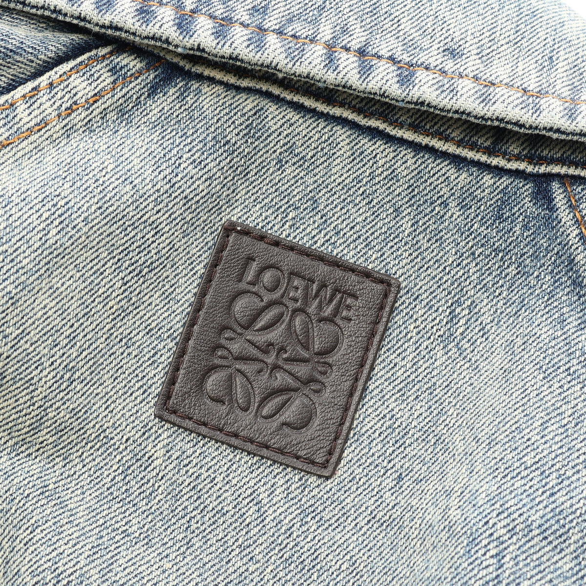 ジップアップ ダメージ加工 デニムジャケット コットン ブルー ロエベ アウター LOEWE