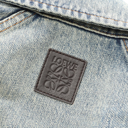 ジップアップ ダメージ加工 デニムジャケット コットン ブルー ロエベ アウター LOEWE