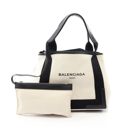 NAVY CABAS S ネイビーカバ ハンドバッグ トートバッグ キャンバス レザー アイボリー ブラック バレンシアガ