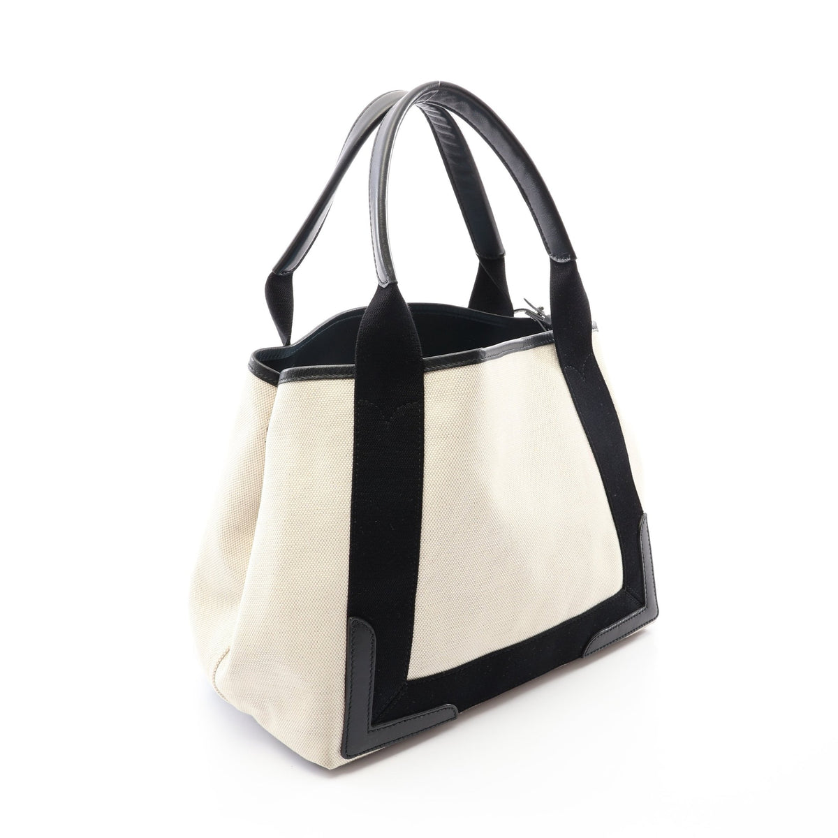 NAVY CABAS S ネイビーカバ ハンドバッグ トートバッグ キャンバス レザー アイボリー ブラック バレンシアガ