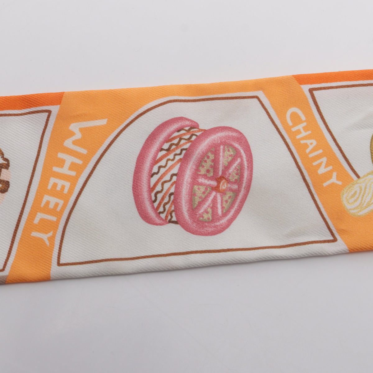 ツイリー FUNNY ICE CREAM リボン スカーフ シルク オレンジ ホワイト マルチカラー エルメス