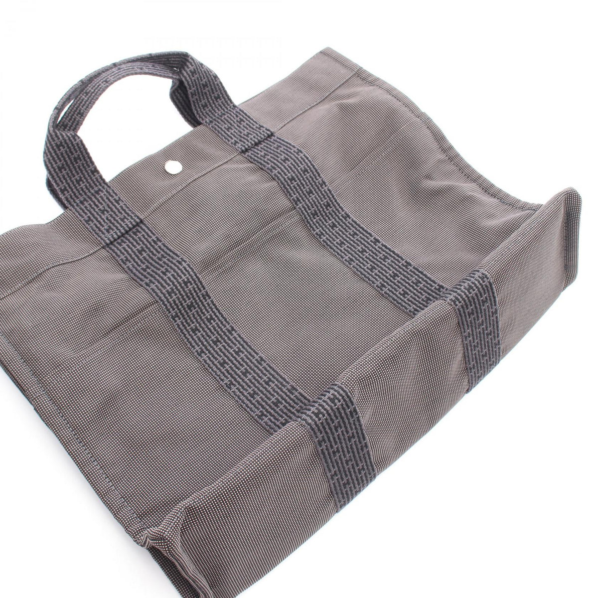 エールラインMM ハンドバッグ トートバッグ ナイロンキャンバス グレー シルバー金具 エルメス