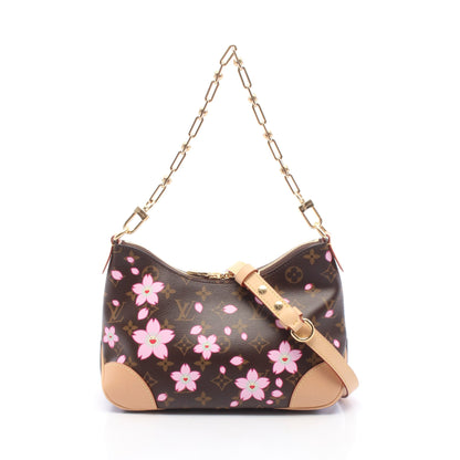 LOUIS VUITTON × 村上隆 ブーローニュ PM モノグラム サクラブラウン チェーンハンドバッグ PVC レザー ブラウン マルチカラー ルイヴィトン