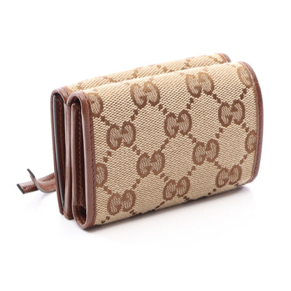 GUCCI × BALENCIAGA ザ ハッカー プロジェクト ネオ クラシック ウォレット 三つ折り財布 キャンバス レザー ベージュ ブラウン グッチ