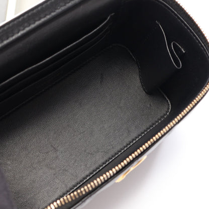 マトラッセ バニティバッグ 2WAY チェーンショルダーバッグ レザー ブラック ゴールド金具 シャネル