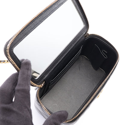 マトラッセ バニティバッグ 2WAY チェーンショルダーバッグ レザー ブラック ゴールド金具 シャネル