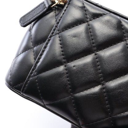 マトラッセ バニティバッグ 2WAY チェーンショルダーバッグ レザー ブラック ゴールド金具 シャネル