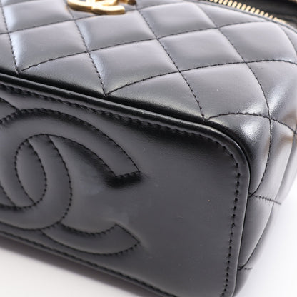 マトラッセ バニティバッグ 2WAY チェーンショルダーバッグ レザー ブラック ゴールド金具 シャネル