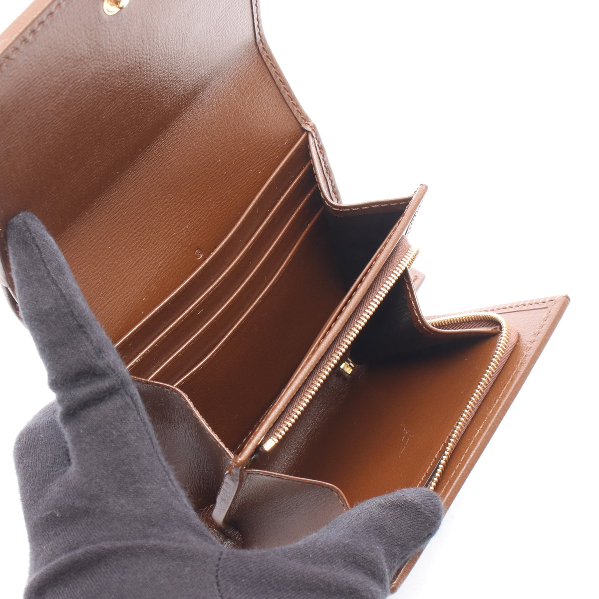 ホースビット GGスプリーム 二つ折り財布 PVC レザー ベージュ ブラウン グッチ
