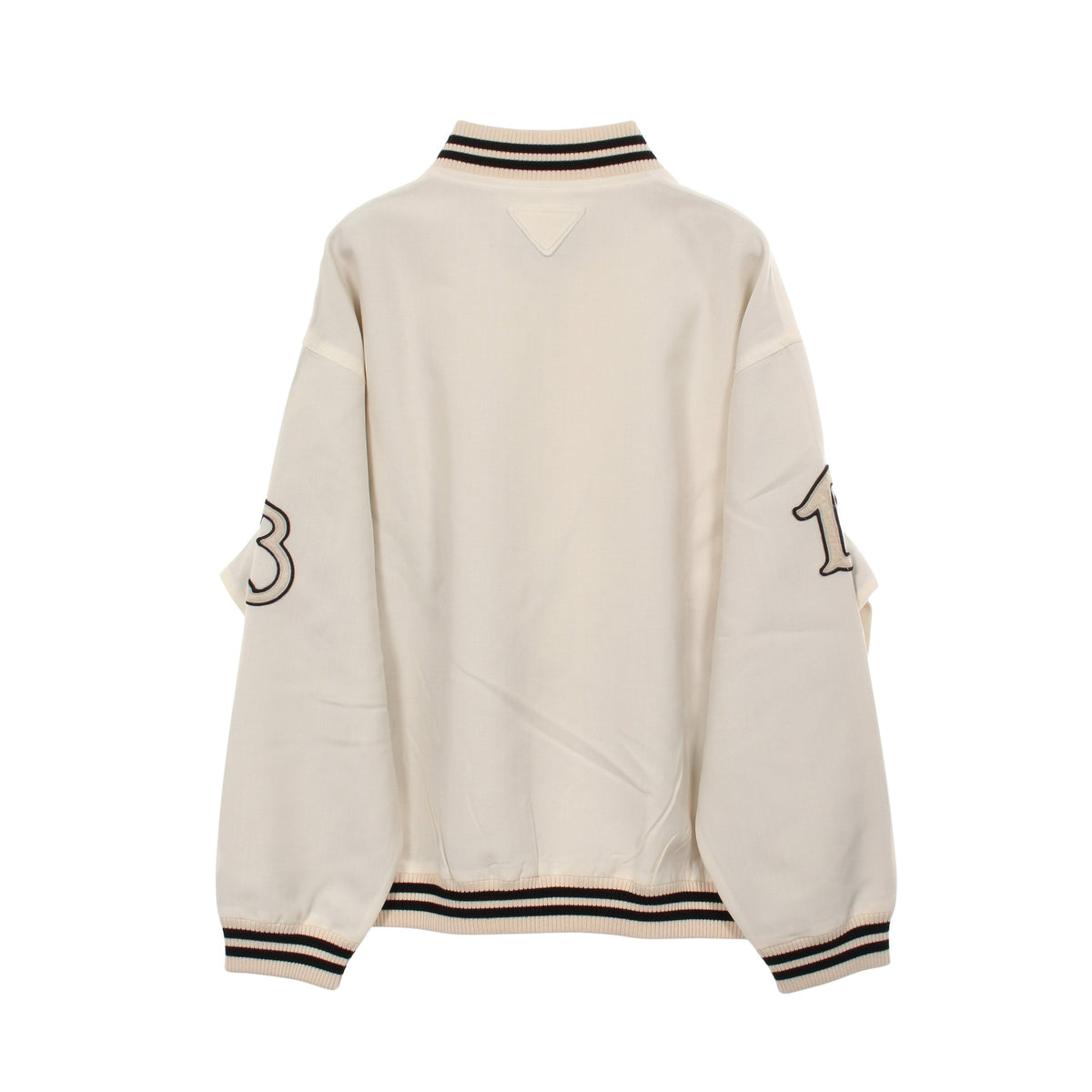 KID MOHAIR BOMBER JACKET パッチデザイン ボンバージャケット モヘヤ ウール オフホワイト ブラック プラダ