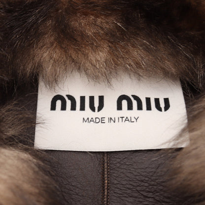 ダブルブレスト ジャケット ムートン ブラウン ミュウミュウ アウター miu miu
