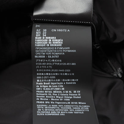 Re-Nylon ロゴ総柄 フード付き クロップド ダウンジャケット ナイロン ブラック プラダ アウター PRADA
