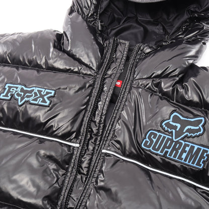 Supreme × Fox Racing Shiny Down Puffer Jacket フード付き ダウンジャケット ナイロン ブラック シュプリーム