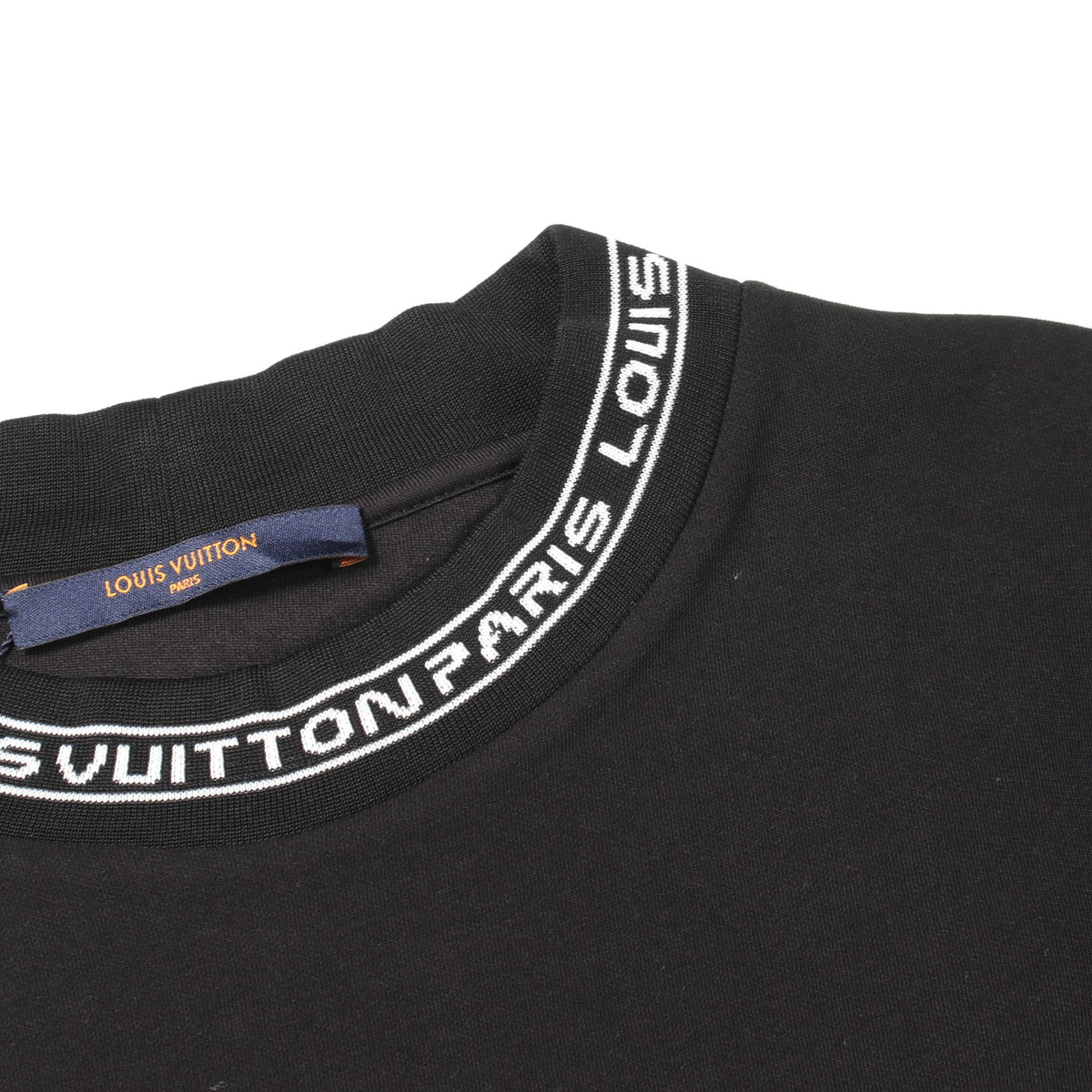 ネックロゴ 長袖Tシャツ コットン ブラック ホワイト ルイヴィトン