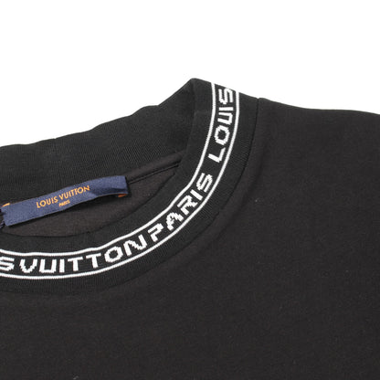 ネックロゴ 長袖Tシャツ コットン ブラック ホワイト ルイヴィトン