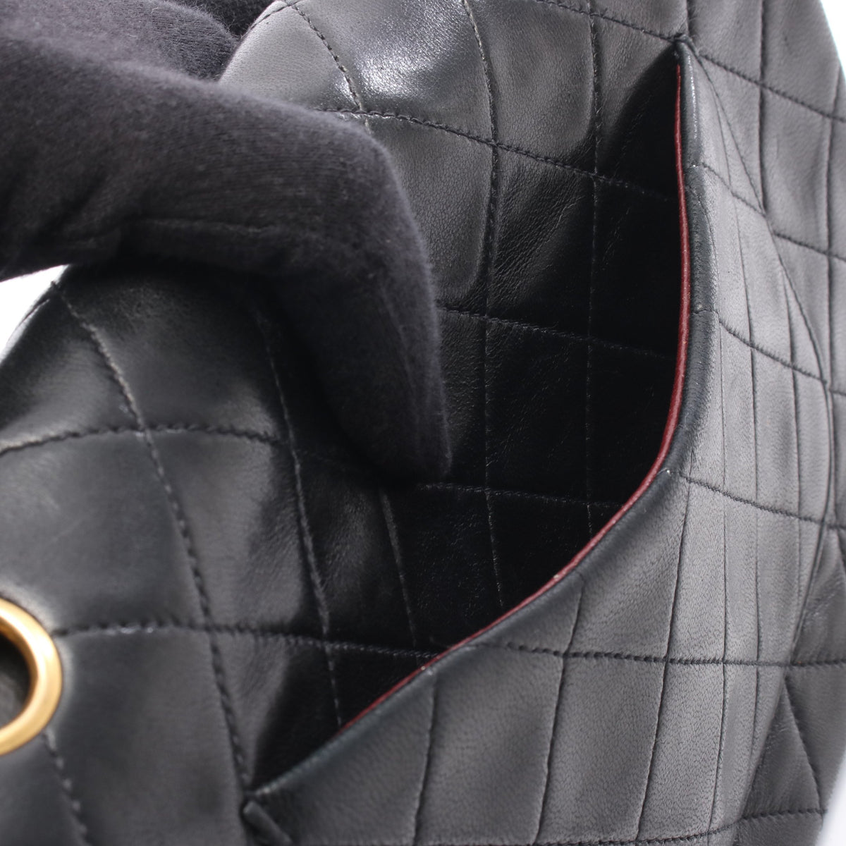 マトラッセ Wフラップ Wチェーンショルダーバッグ ラムスキン ブラック ゴールド金具 シャネル