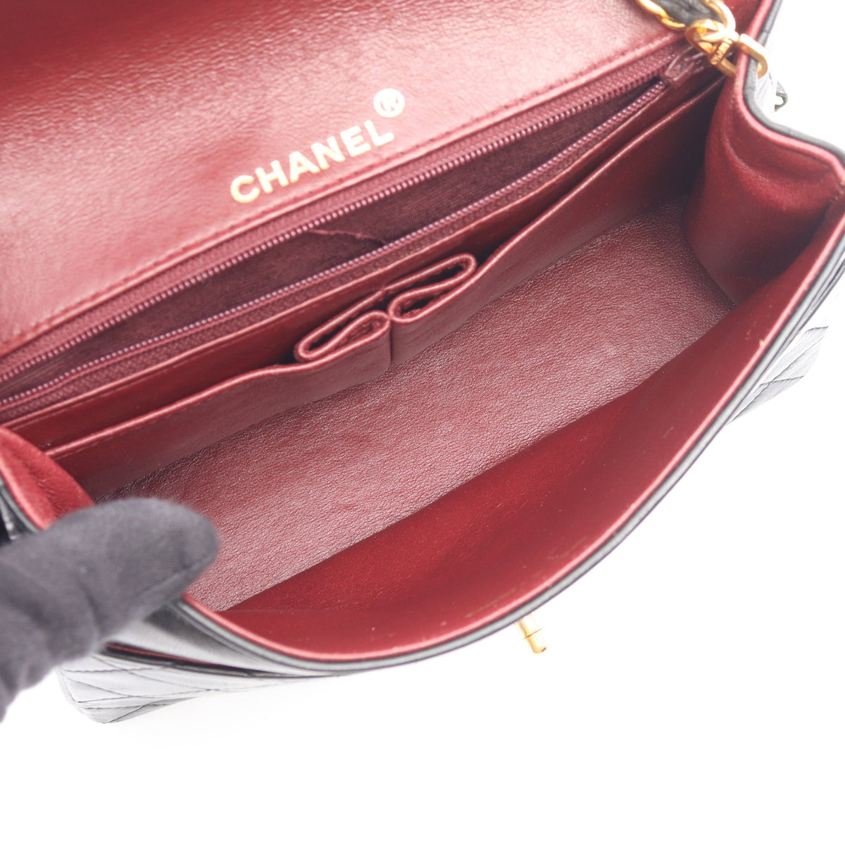 マトラッセ チェーンショルダーバッグ ラムスキン ブラック ゴールド金具 シャネル バッグ CHANEL