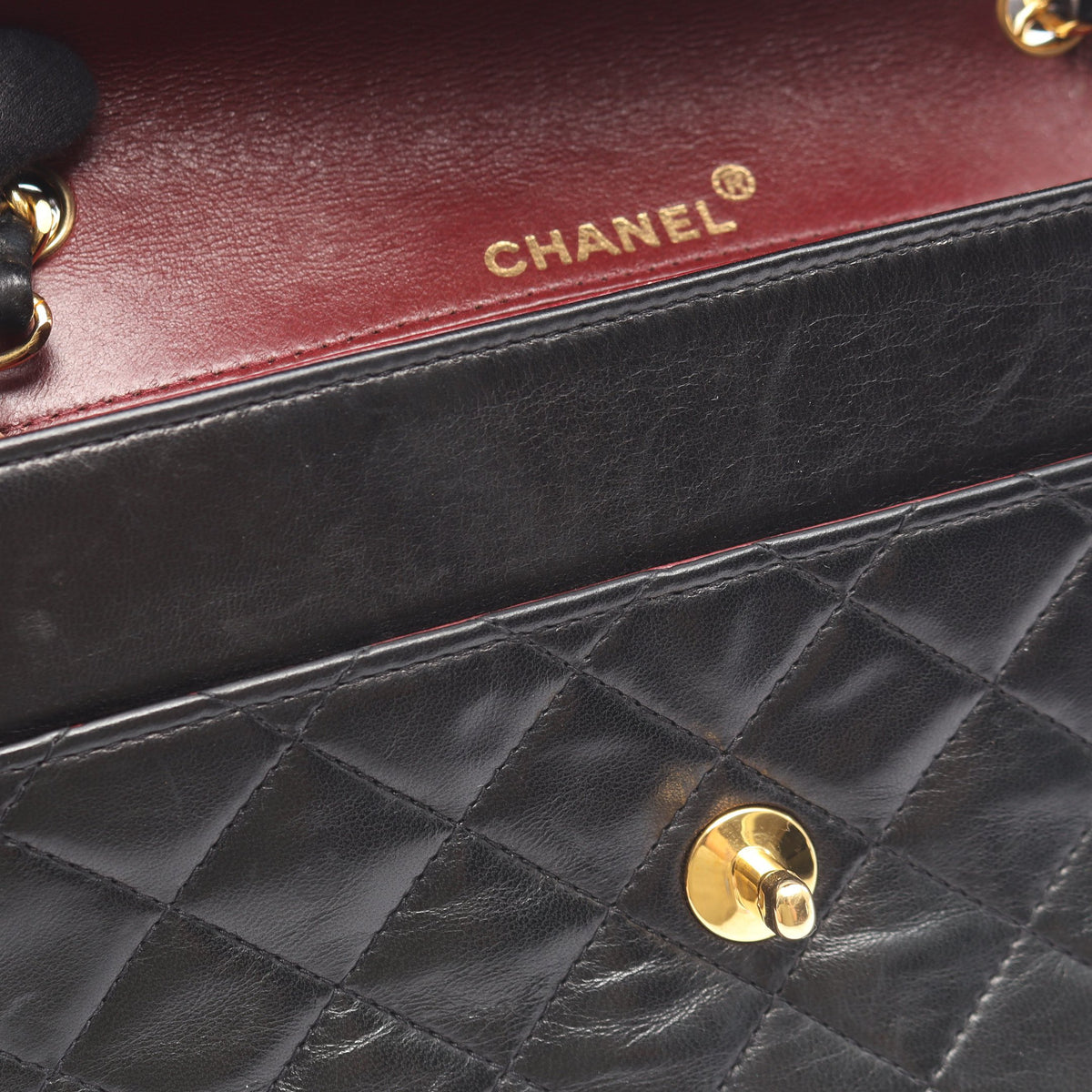 マトラッセ チェーンショルダーバッグ ラムスキン ブラック ゴールド金具 シャネル バッグ CHANEL