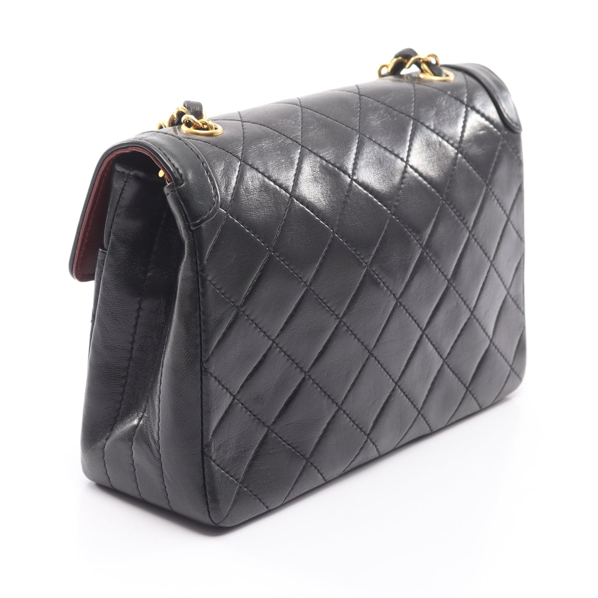 マトラッセ チェーンショルダーバッグ ラムスキン ブラック ゴールド金具 シャネル バッグ CHANEL