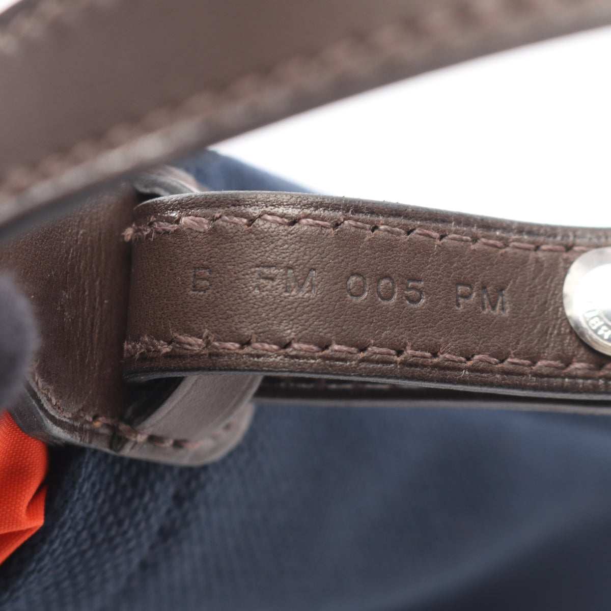 犬用トリーツポーチ ネイビー フー ポーチ キャンバス ネイビー オレンジ シルバー金具 B刻印 エルメス