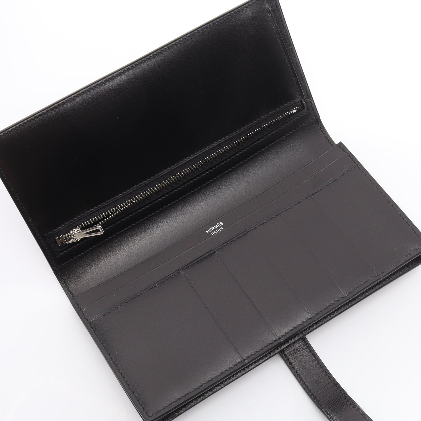 ベアンスフレ モノクローム コンビ金具 二つ折り長財布 ボックスカーフ ブラック B刻印 エルメス