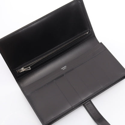 ベアンスフレ モノクローム コンビ金具 二つ折り長財布 ボックスカーフ ブラック B刻印 エルメス