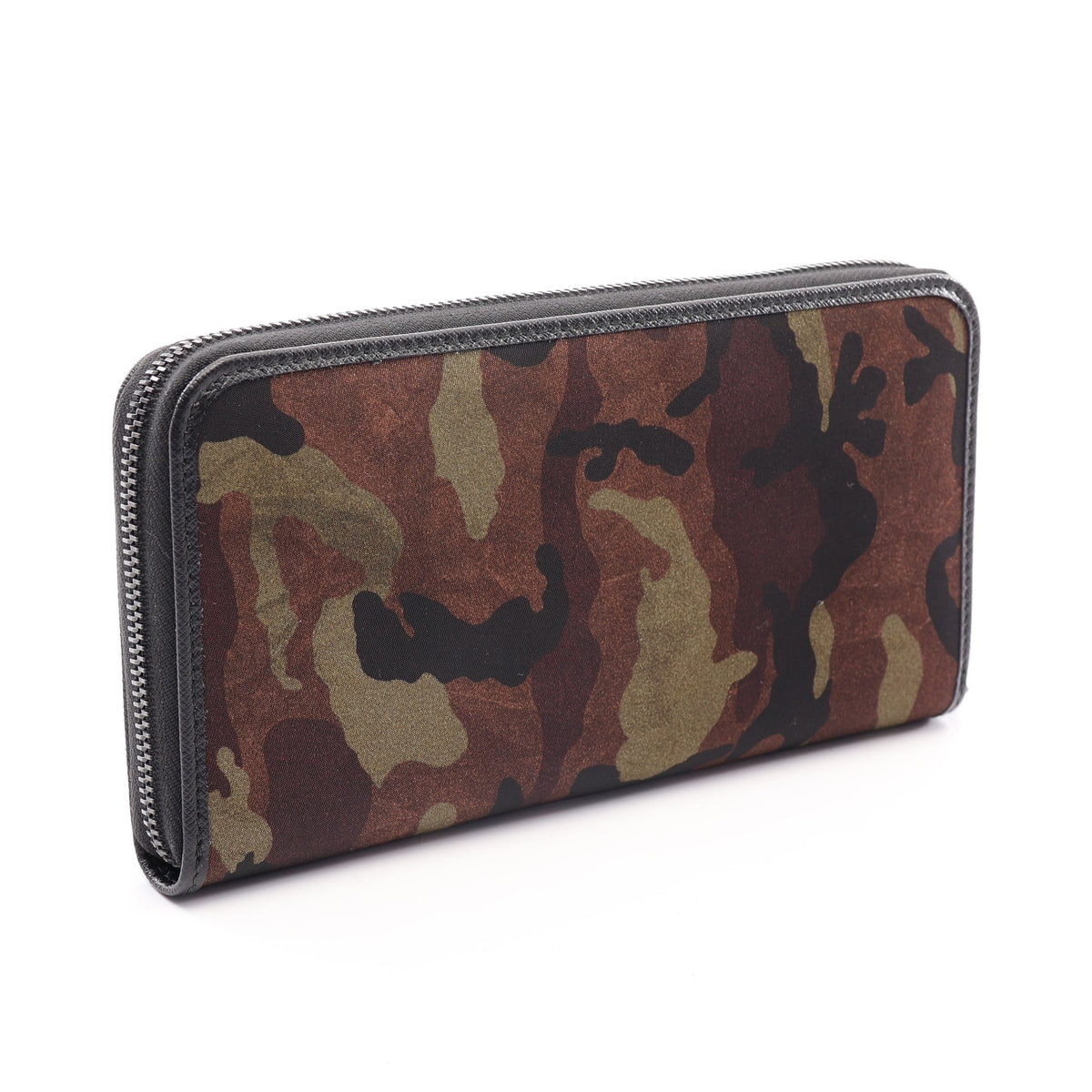 TESSUTO ST.CAMO カモフラージュ ラウンドファスナー長財布 ナイロン サフィアーノレザー カーキグリーン ブラウン ブラック プラダ