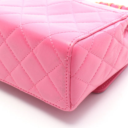 マトラッセ スモールフラップ チェーンショルダーバッグ レザー ピンク ゴールド金具 シャネル