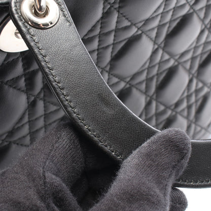 LADY DIOR レディディオール ハンドバッグ レザー ブラック クリスチャンディオール