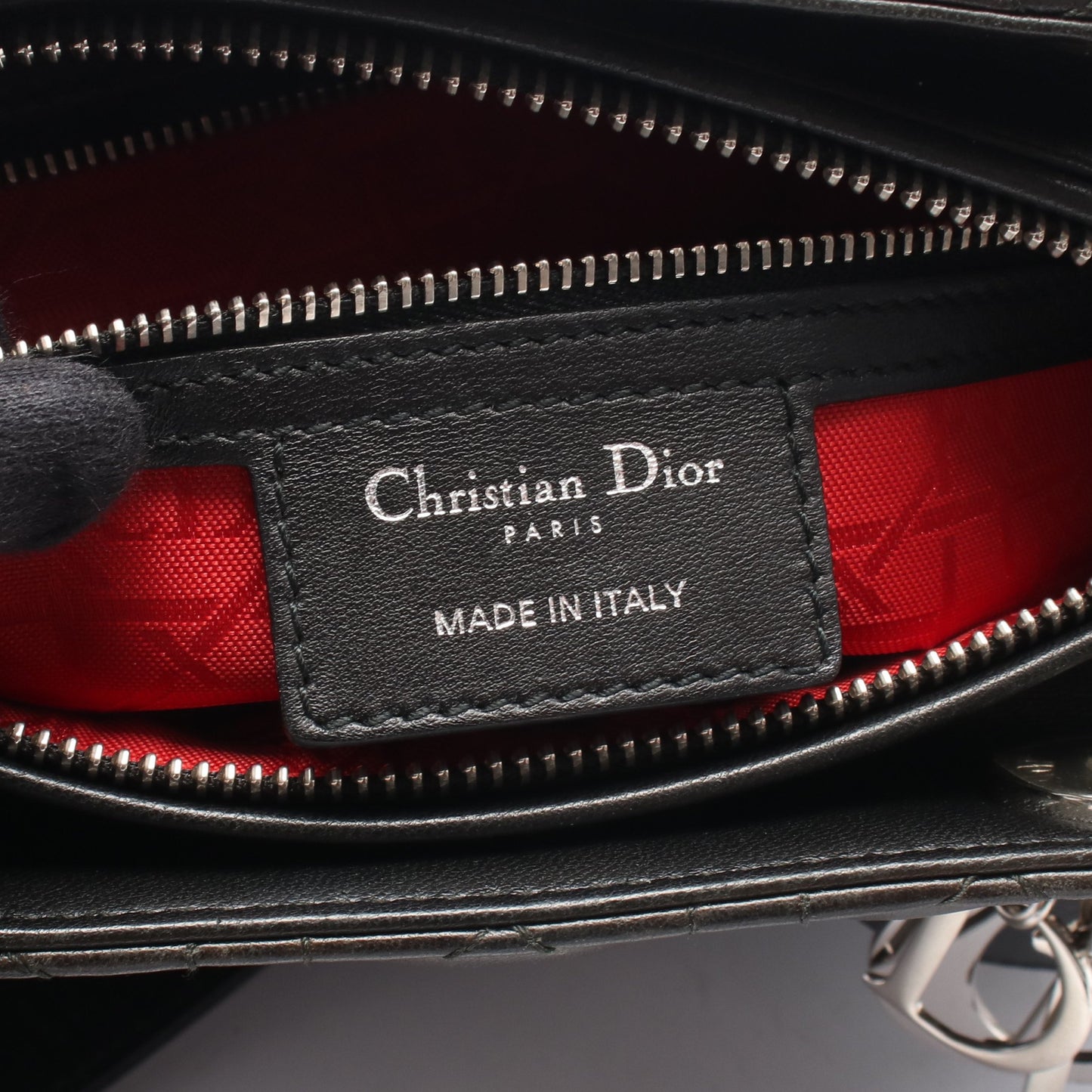 LADY DIOR レディディオール ハンドバッグ レザー ブラック クリスチャンディオール